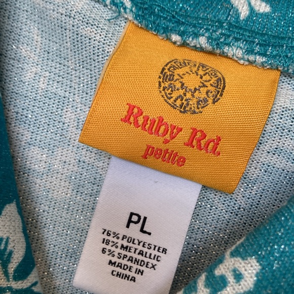 3/$45 Ruby Rd top metallic floral print pullover w stretch casual office PL - Picture 10 of 17